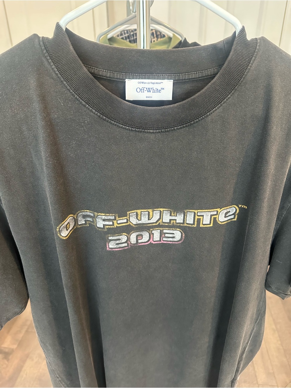 Off-White Black Short-Sleeve Tee with Multicolor 'Off-White 2013' Logo